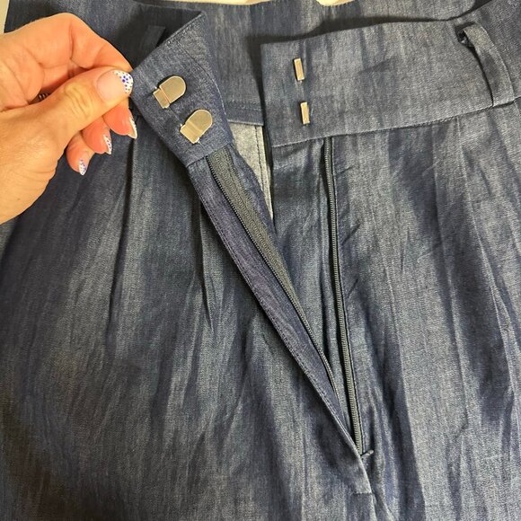 eShakti Cotton Denim Palazzo Pants - Picture 8 of 14